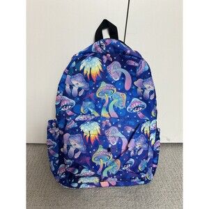 Psychedelic Backpack Bookbag Colorful Fun Mushrooms Trippy Abstract